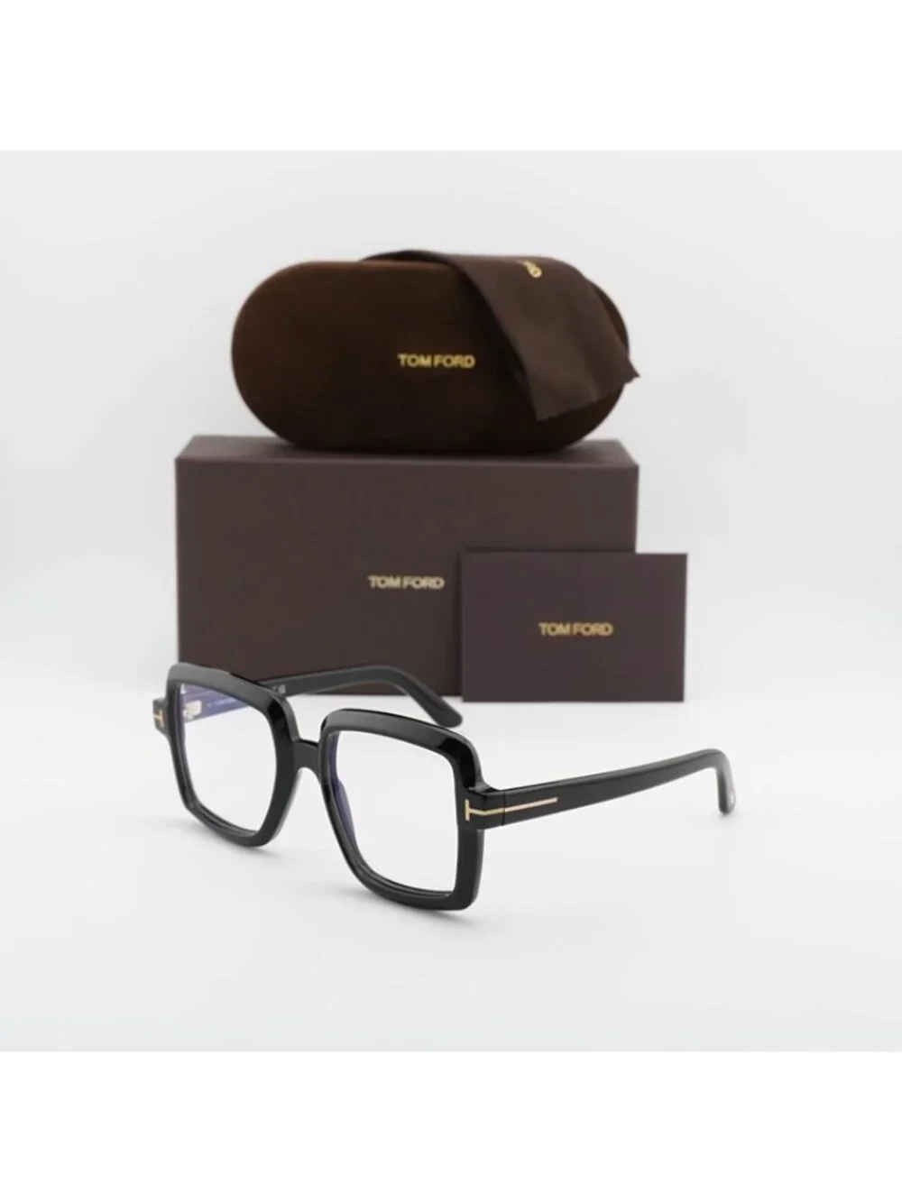 Tom Ford FT5913-B 001 Eyeglasses Shiny Black 53mm Square Frame